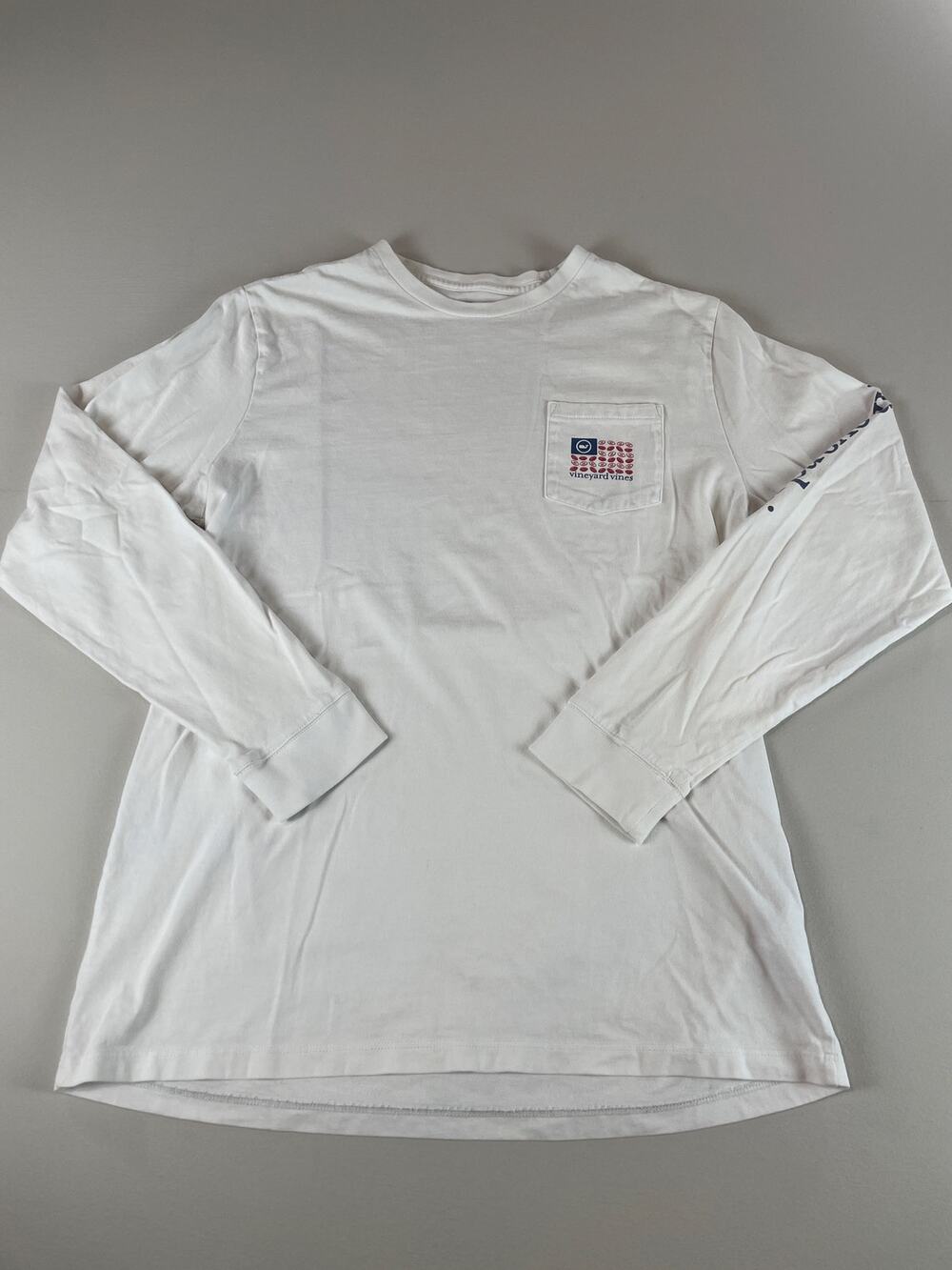 Vineyard Vines Long Sleeve Whale Football Graphic Top White Youth Size XL